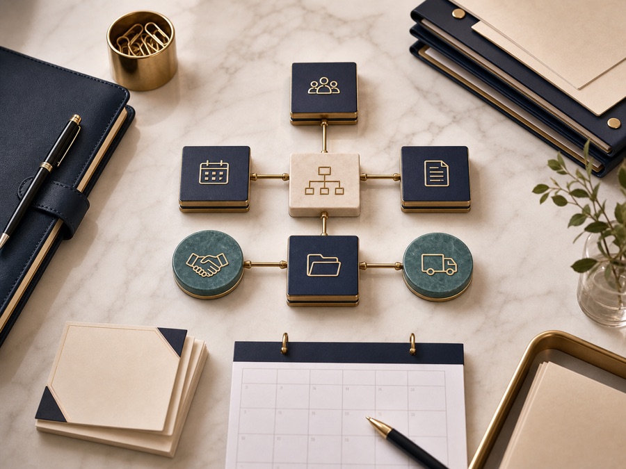 Organized workflow blocks and planning folders