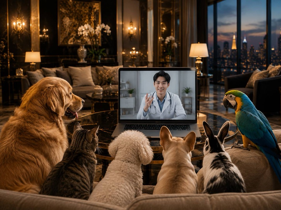 Pets joining an online veterinary consultation